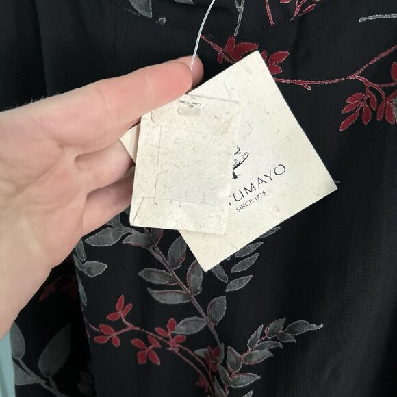 Putumayo Maxi Skirt Medium Dark Romantic Black Leaves Elastic Waist Grunge Fairy - Picture 9 of 13